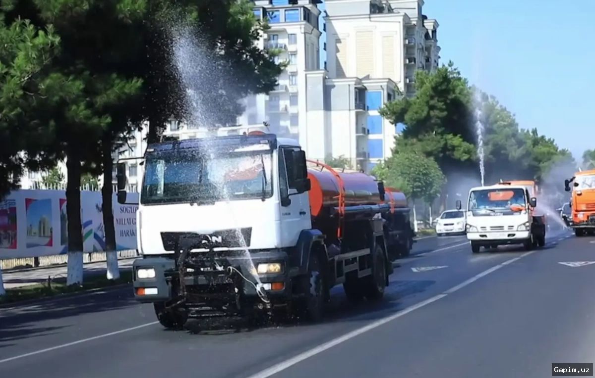 💧🇺🇿 В Ташкенте предпринимают попытки улучшить микроклимат города с помощью полива улиц