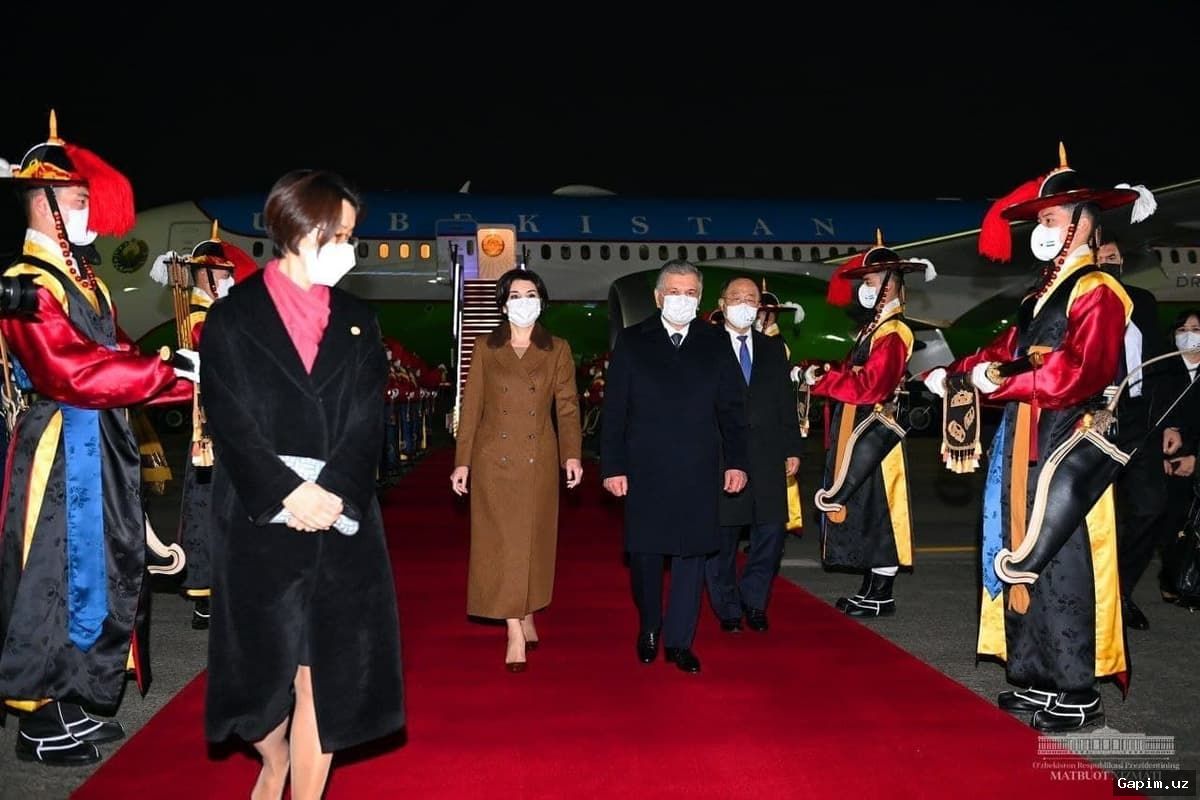 🇺🇿🤝 President Mirziyoyev Arrives in South Korea on State Visit