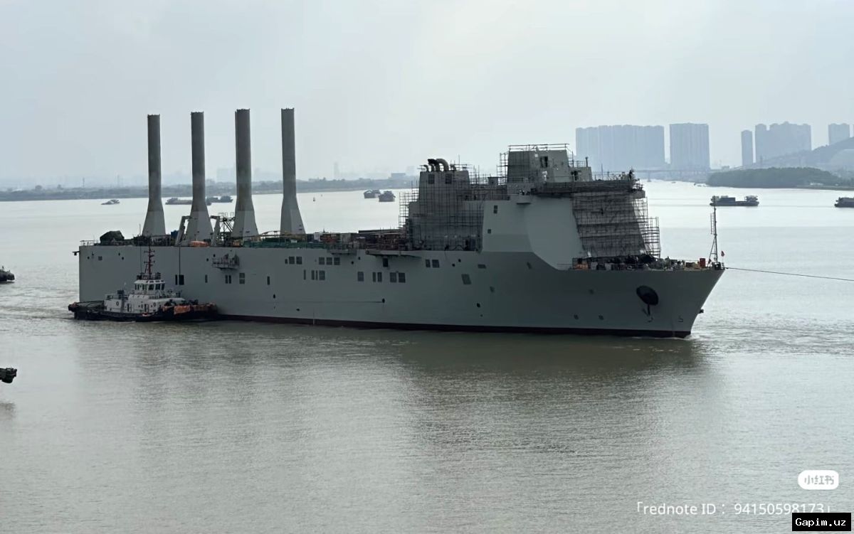 🇨🇳🚢 В Китае запечатлено новое судно, предположительно предназначенное для крупных подводных дронов