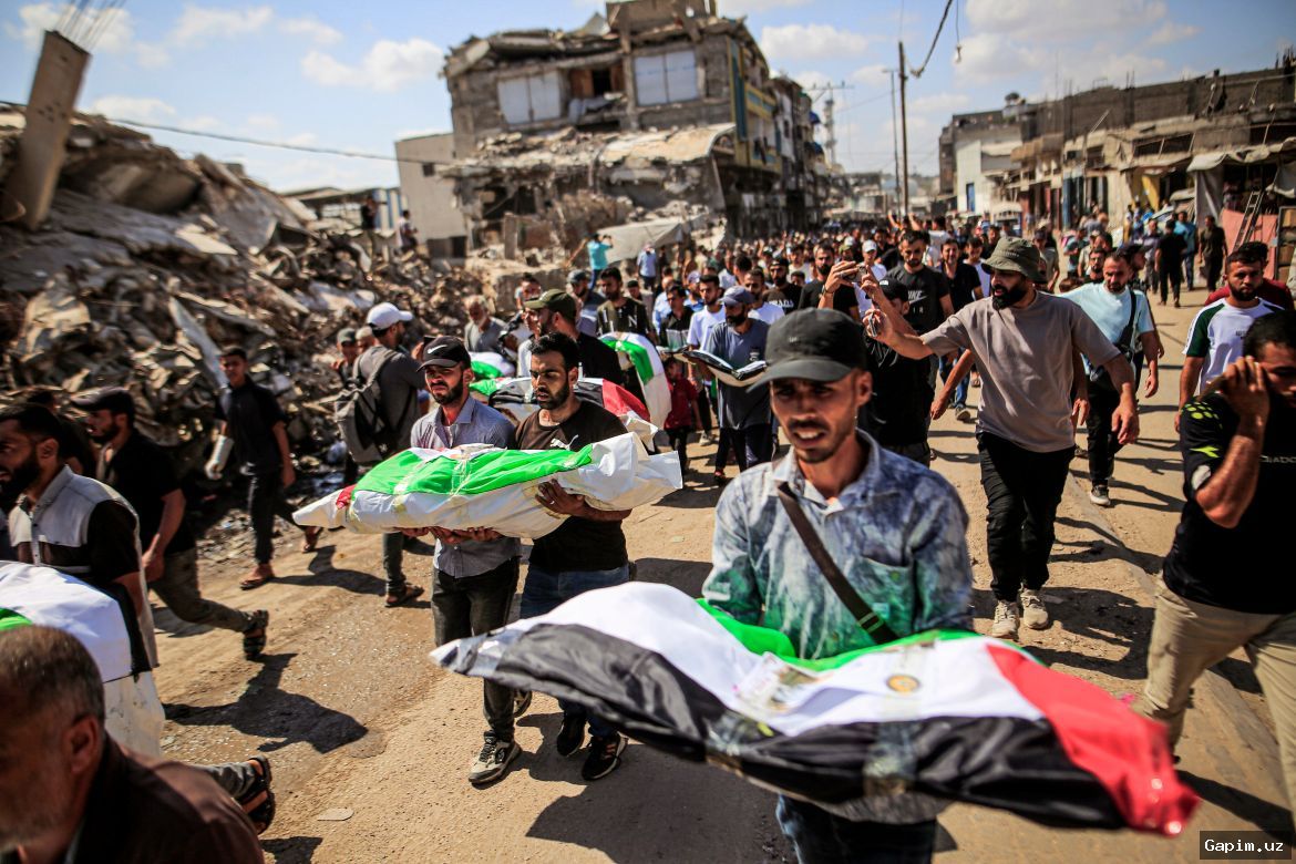 🕊️🕌 G‘azoda 100 nafar halok bo‘lgan palestinliklar dafn etildi