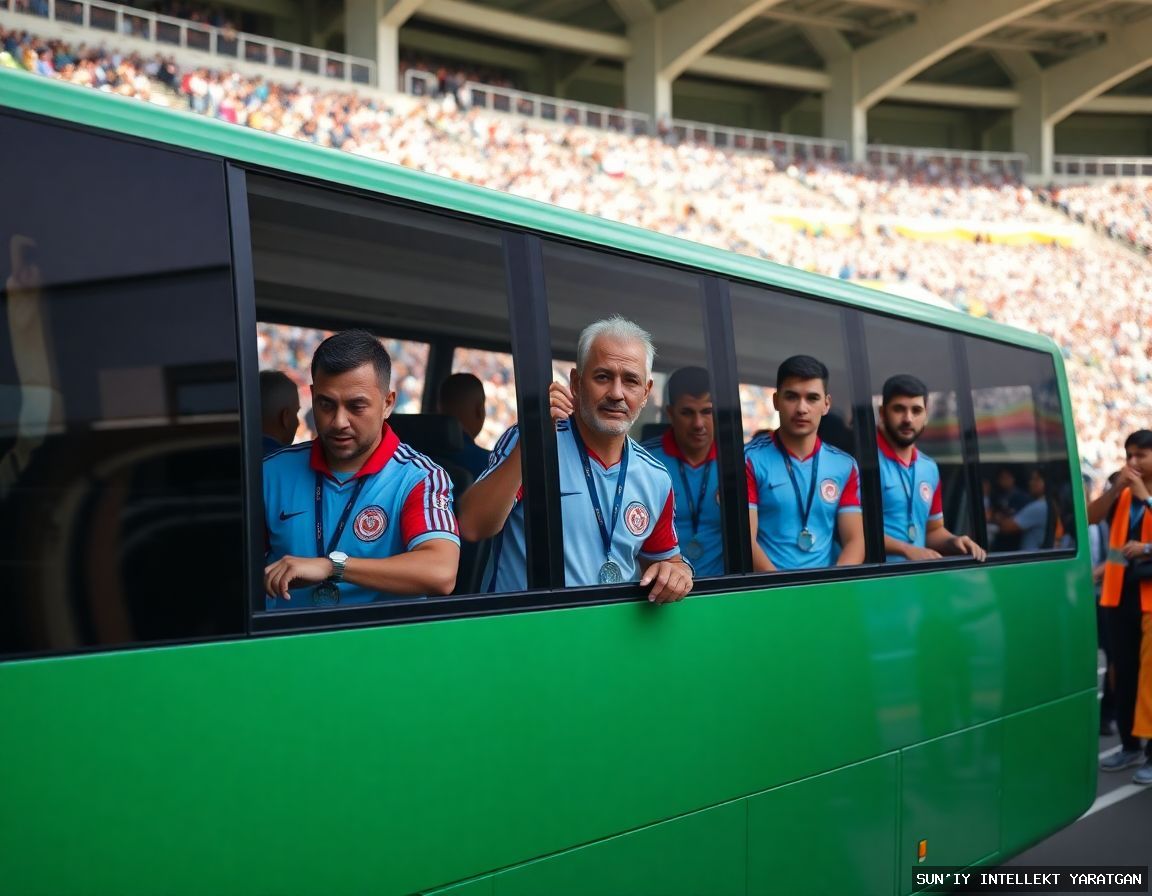 ⚽️🇺🇿 Uzbekistan national football team arrives at Azteca Stadium two hours before Colombia match