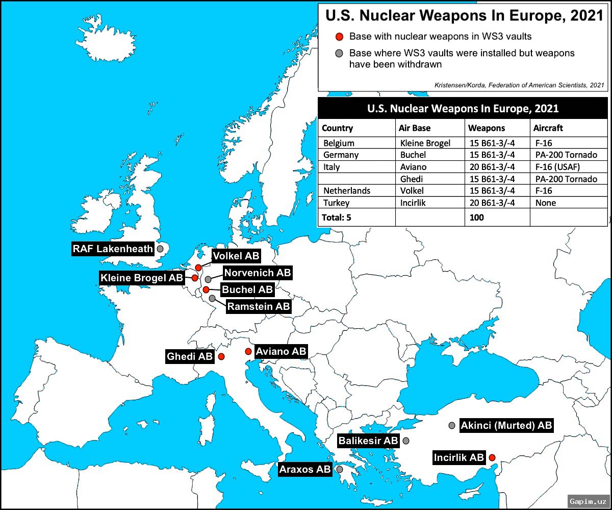 ☢️🇺🇸 США ведут переговоры о размещении ядерного оружия в Европе
