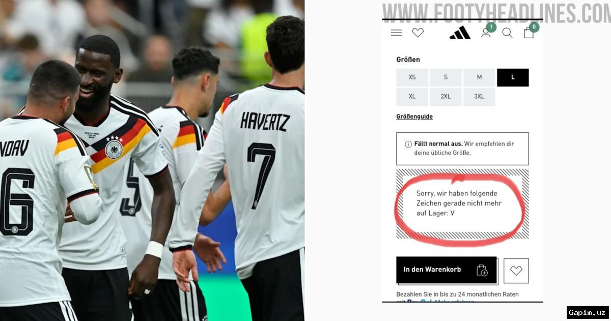 ⚽️👕 Germaniya futbolchilarining ismlaridagi V harfi yetishmay qoldi