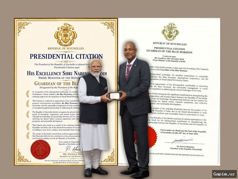 🏆🌍 India's Modi receives tailor-made Seychelles award, but certificate riddled with errors