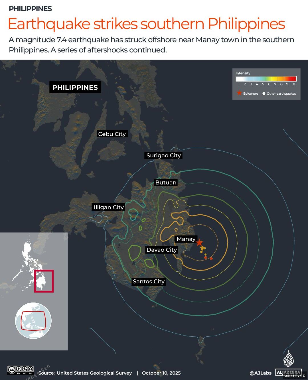 🌊🇵🇭 Землетрясение магнитудой 8,2 у Филиппин: цунами угрожает Азии