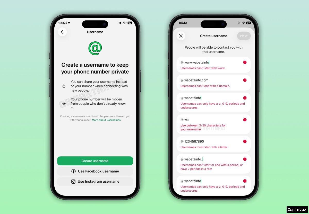 📱🔒 WhatsApp foydalanuvchilarga telefon raqami o‘rniga username bilan bog‘lanish imkonini beradi