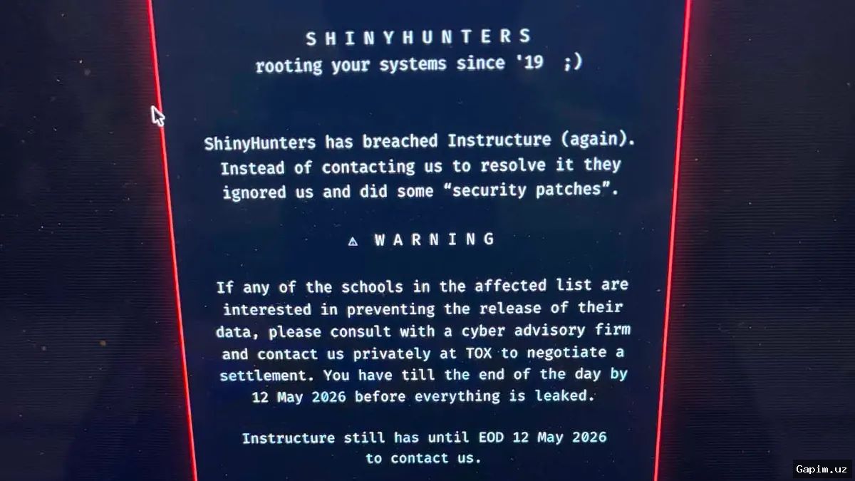 🔓📚 Группа ShinyHunters похитила данные студентов с платформы Canvas