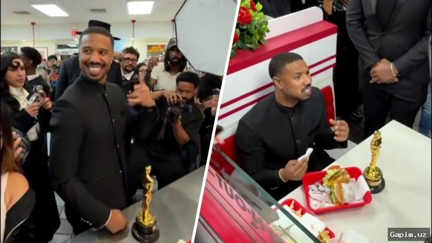 Original: Michael B Jordan In-N-Out Burger 🍔🏆 Майкл Б. Джордан после «Оскара» посетил In-N-Out Burger