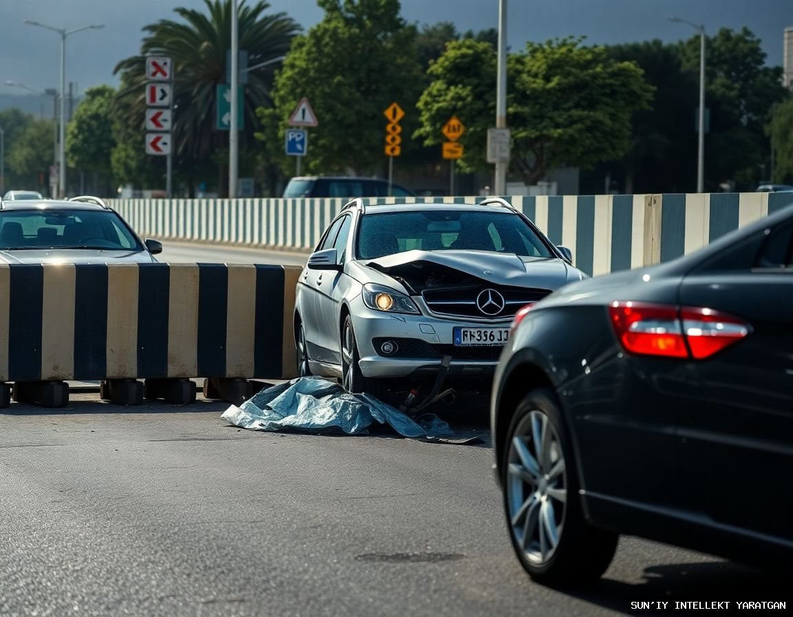 Abdulla Qodiriy ko'chasida avtohalokat: Mercedes to'sig'iga urildi