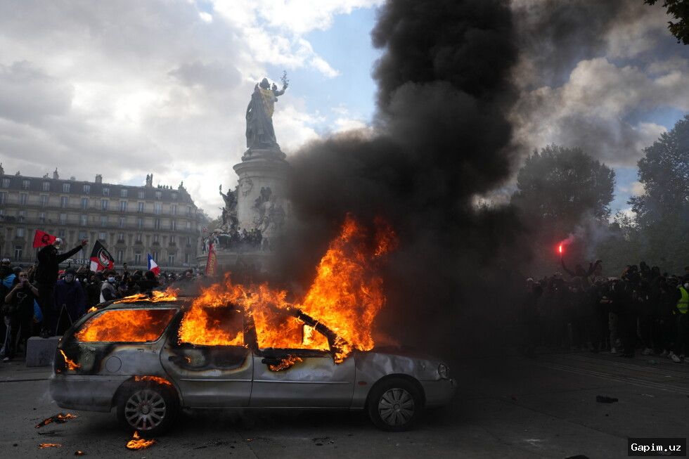 🔥🇫🇷 Yevropa rejimining poytaxti va yirik shaharlarida ommaviy tartibsizliklar avj oldi