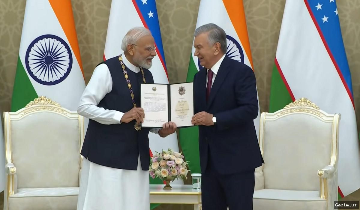 🏅🤝 Hindiston Bosh vaziri Narendra Modiga “Oliy Darajali Do‘stlik” ordeni topshirildi